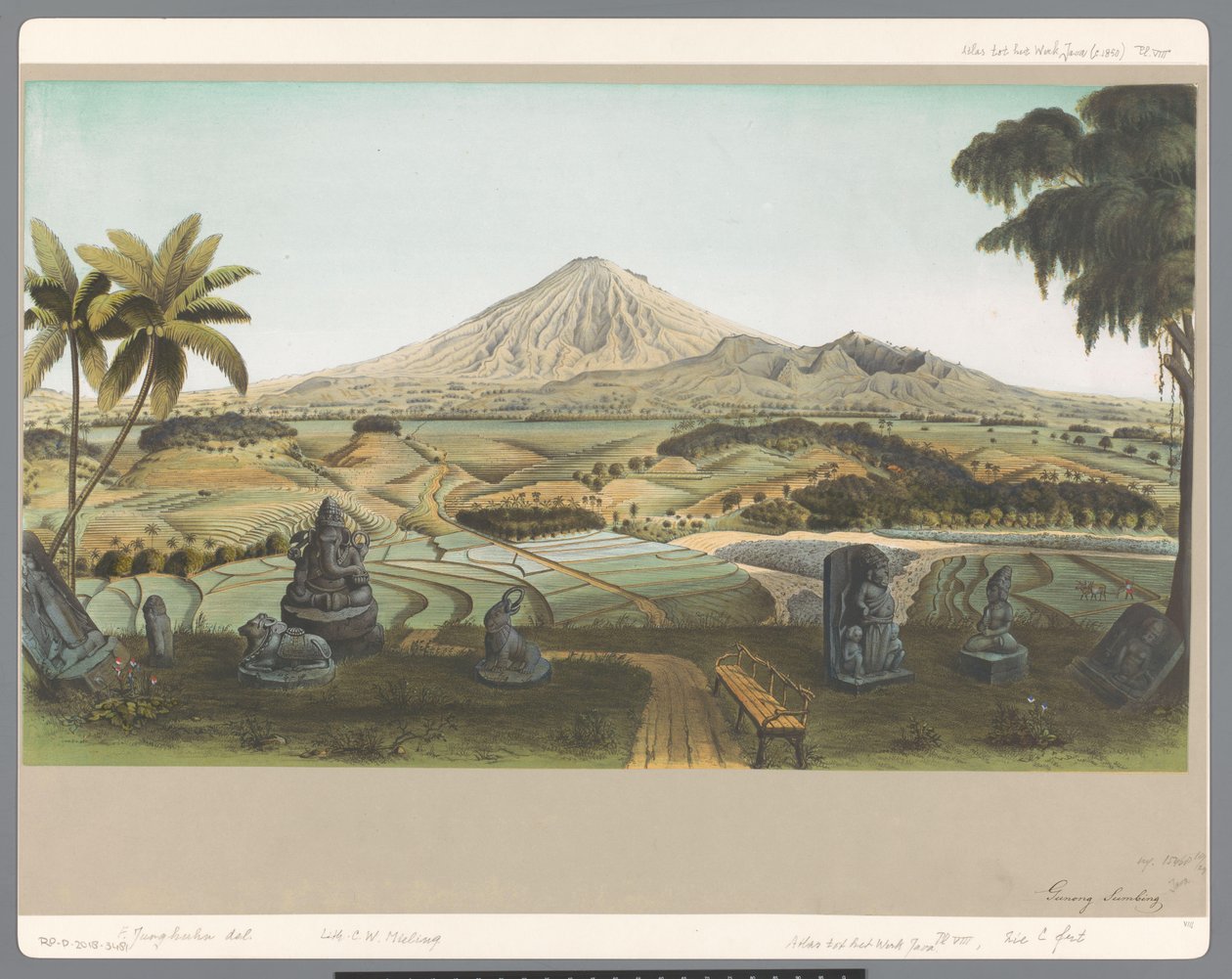 ジャワ島のスンビン山の眺め 作： Carl Wilhelm Mieling（おそらく）