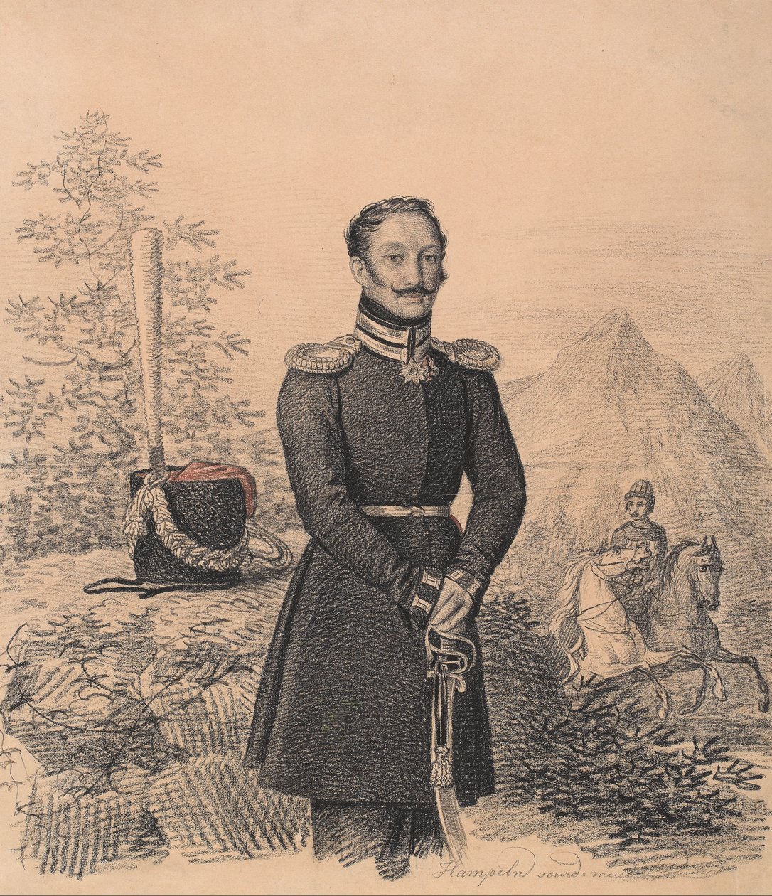 Fyodor Alexandrovich Bekovich-Cherkassky 1791-1833、1822の肖像。 作： カール・フォン・ハンペルン