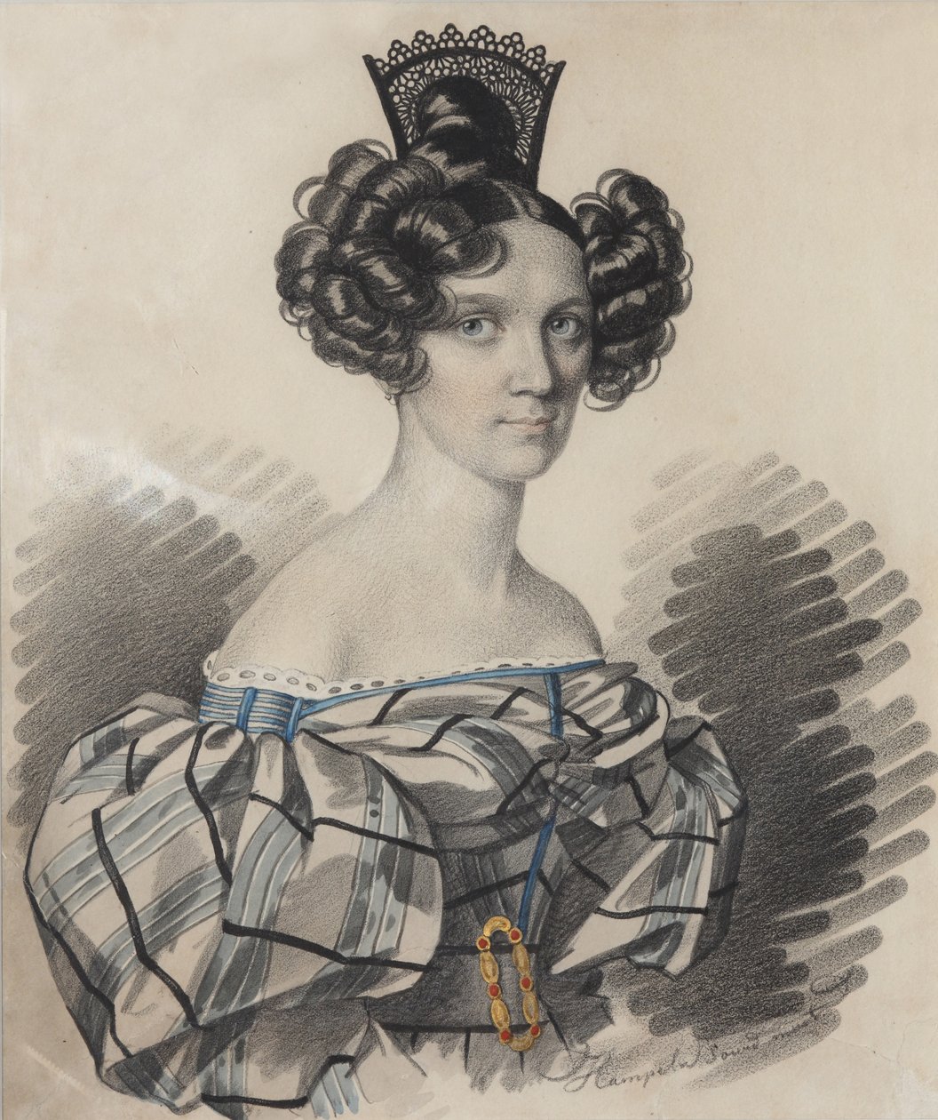 オルガ・ニコラエヴナ・タリージナの肖像画、ズボヴァ1803-1882、1830年代初頭。 作： カール・フォン・ハンペルン
