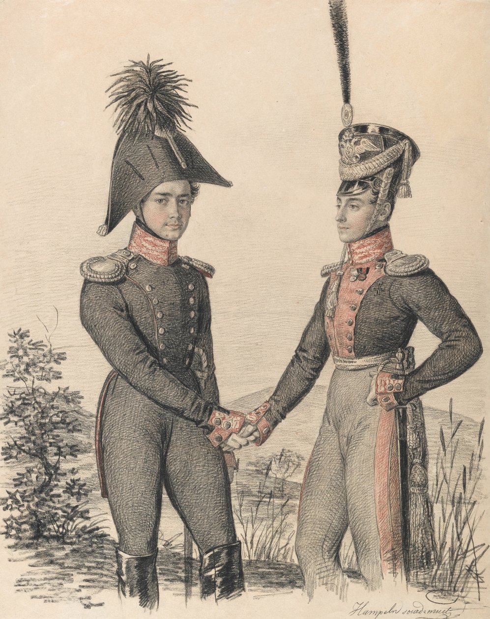 Pyotr Petrovich Esipov 1797-1876とPavel Yakovlevich de Witte 1796-1864、初期182の肖像 作： カール・フォン・ハンペルン