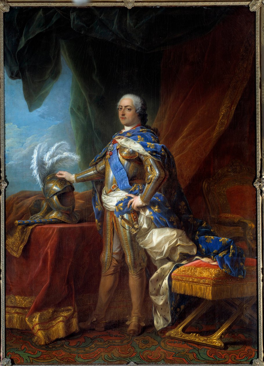 フランス国王ルイ15世（1710-1774）の足元の肖像。カルル・ヴァン・ロー（1705～1765）の工房の絵 作： カール・ヴァン（スタジオ）Loo