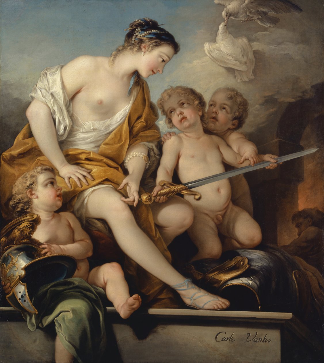 火星の腕を持つ金星とキューピッド、1743年頃 作： カール・ヴァン・ルー