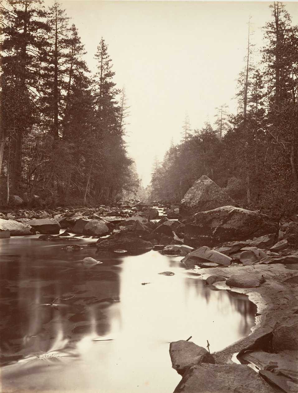 Merced River, Yosemite, ca. 1872, printed ca. 1876. 作： カールトン・E・ワトキンス。