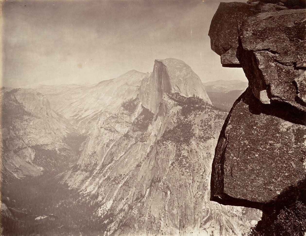 サウスドーム、ヨセミテ、カリフォルニア州。 1872年、約印刷。 1876年。 作： カールトン・E・ワトキンス。