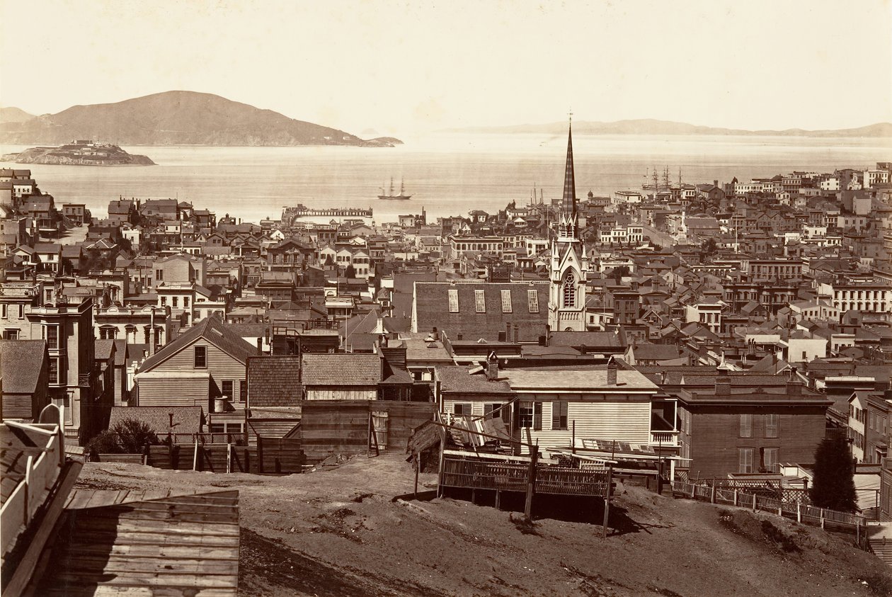サンフランシスコ、カリフォルニアとパウエルストリート、1864年、印刷約。 1876年。 作： カールトン・エモンズ・ワトキンス