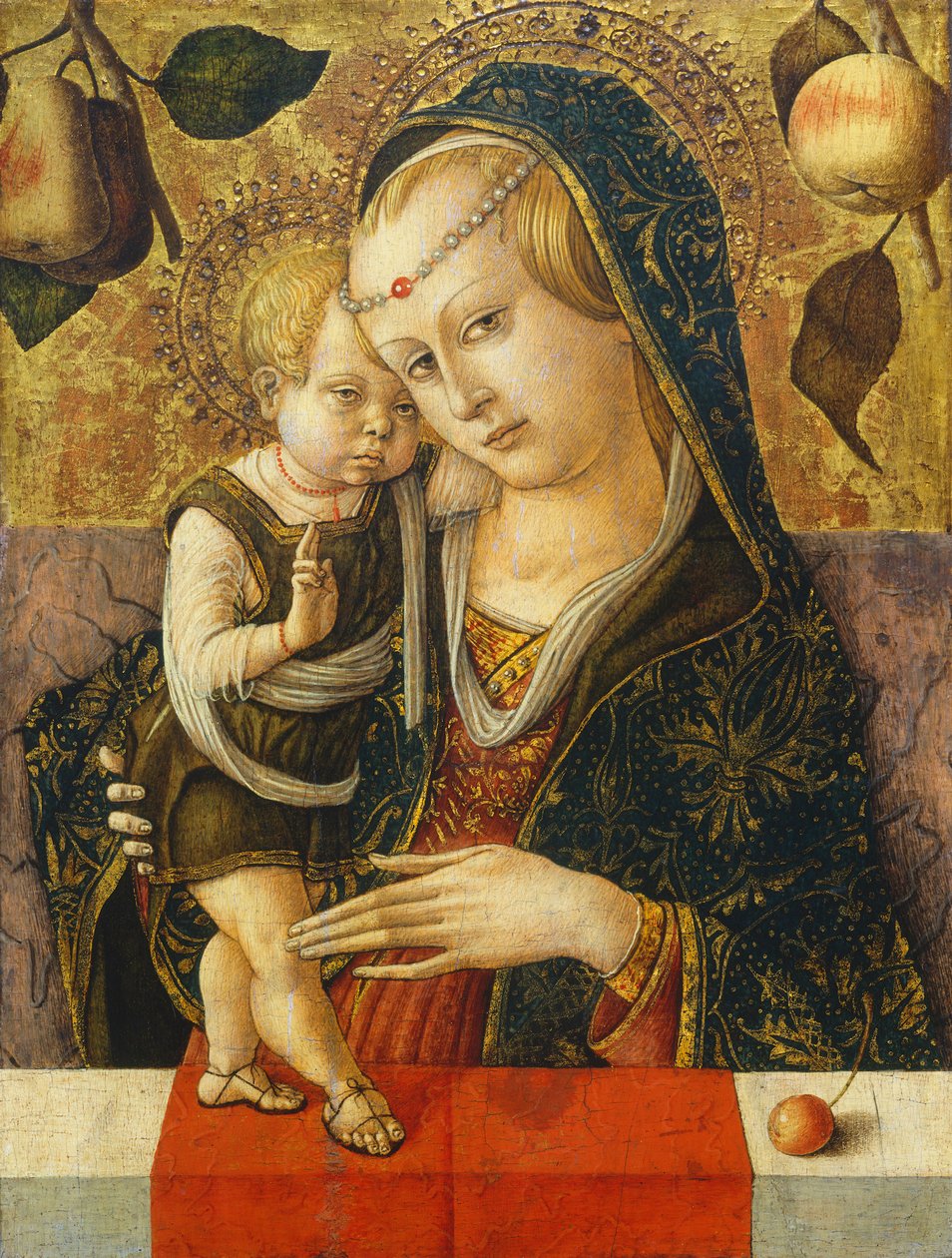 マドンナと子供、c。 1490（パネル上のテンペラ） 作： カルロ・クリヴェッリ