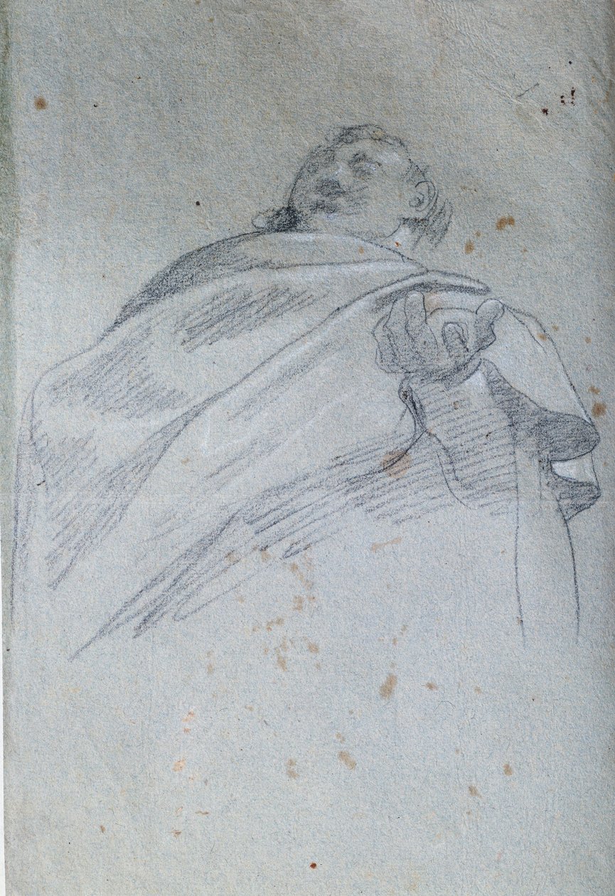 男の胸像 ドレープ カルロ・ボノーニ（1569-1632）による水墨画 17世紀 パリルーヴル美術館 作： カルロ・ボノーニ