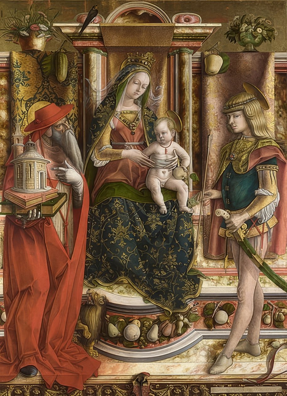 ツバメの聖母（Madonna mit der Schwalbe）。ナハ1490 作： カルロ・クリヴェッリ