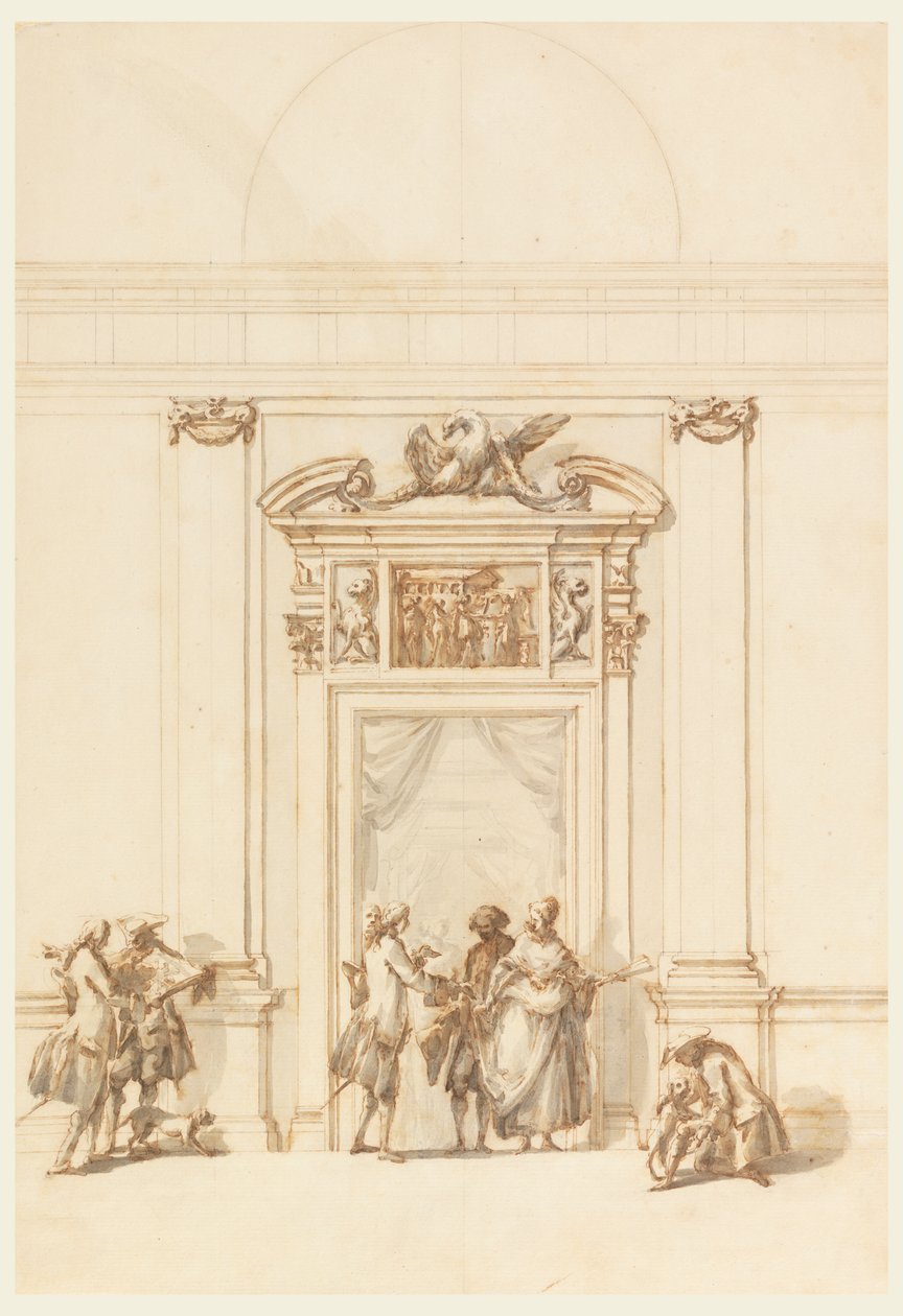 北ポータルのデザイン、Grand Gallery、Villa Albani、ローマ、イタリア 作： カルロ・マルキオーニ