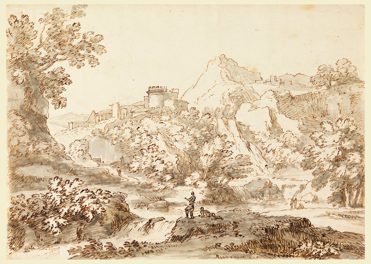 素描《町のある風景》1750-1770年 作： カルロ・マルキオーニ