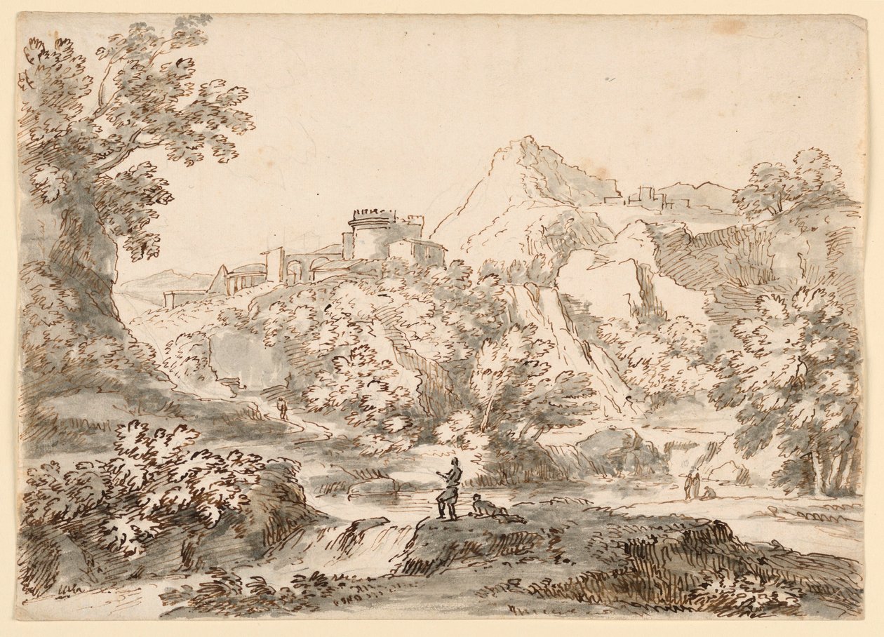 素描《町のある風景》1750-1770年 作： カルロ・マルキオーニ