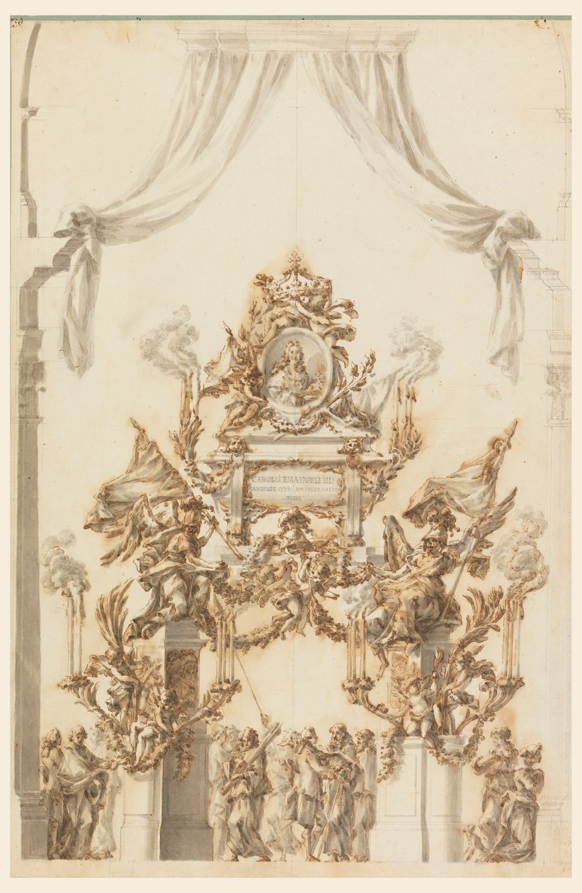 サルデーニャのシャルル・エマヌエル3世のためのカタファルクのデザイン、1773年 作： カルロ・マルキオーニ