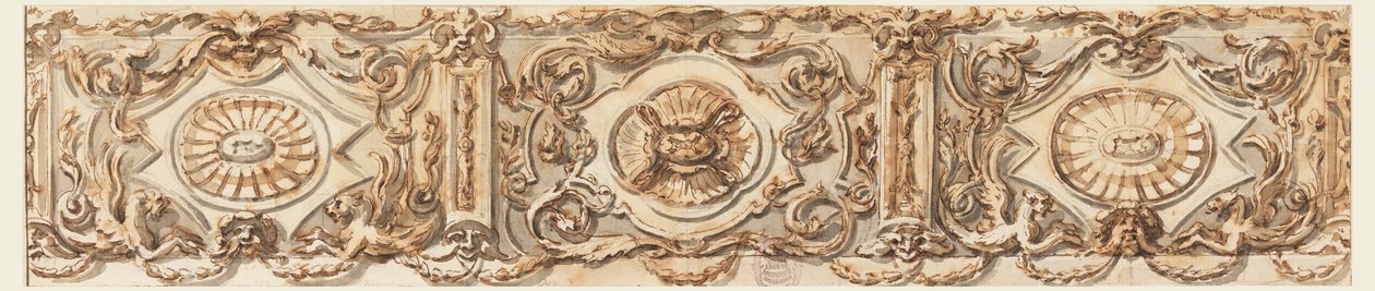 素描、フリーズのデザイン、1770年頃 作： カルロ・マルキオーニ