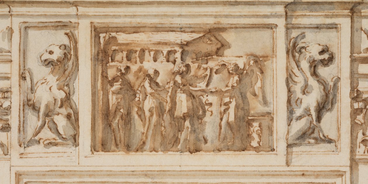 イタリア、ローマ、ヴィッラ・アルバーニの大ギャラリー、北門の設計図、1755-56年 作： カルロ・マルキオーニ