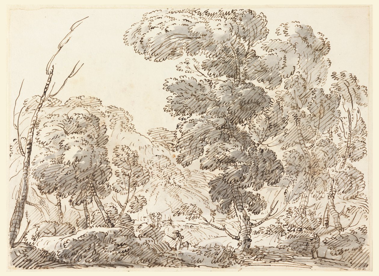 デッサン、山国の道、1770-1786年 作： カルロ・マルキオーニ