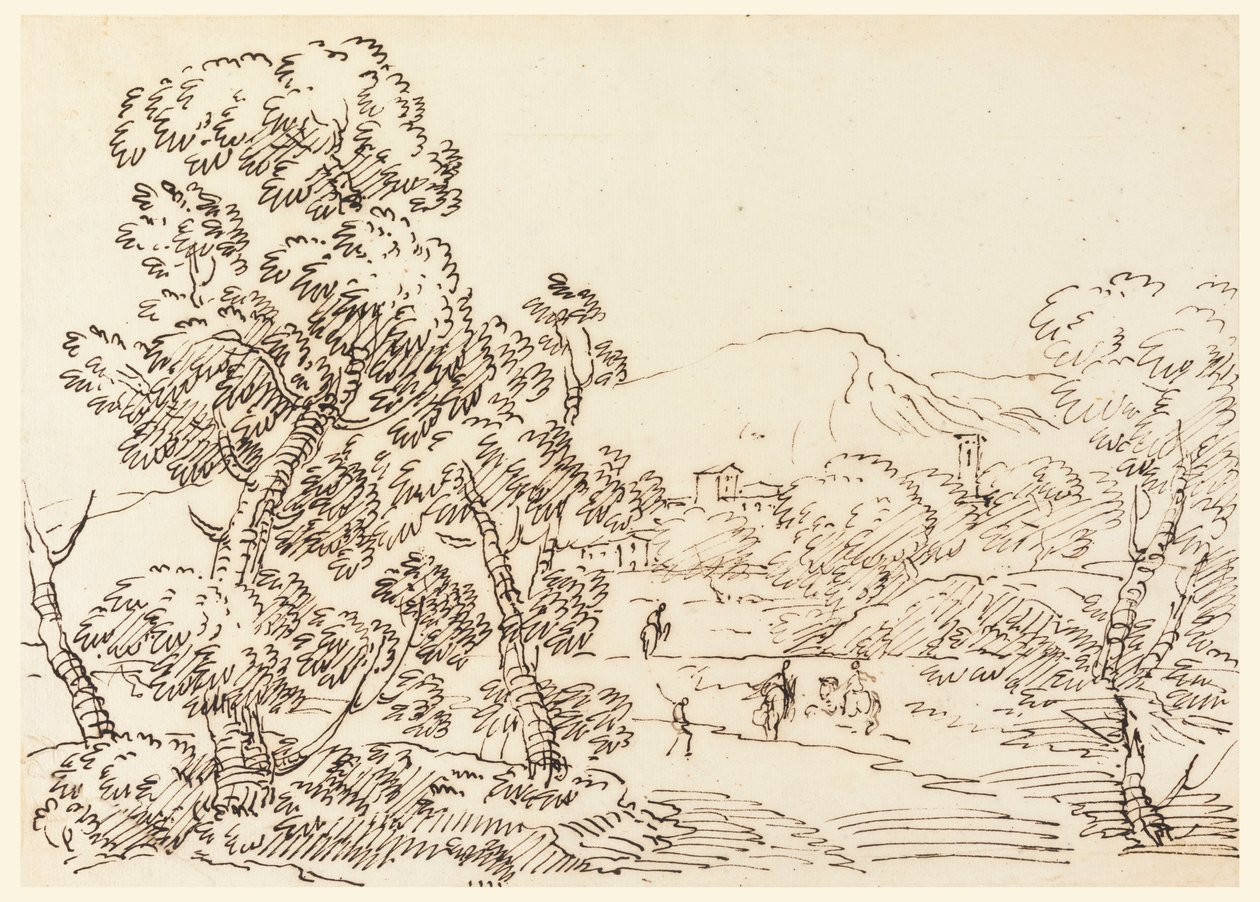 デッサン、森の風景、1750-1770年 作： カルロ・マルキオーニ