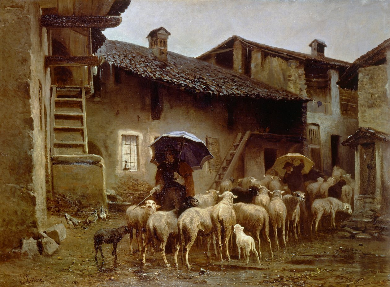 厩舎に戻る、Carlo Pittara (1836-1890) 作： カルロ・ピッタラ