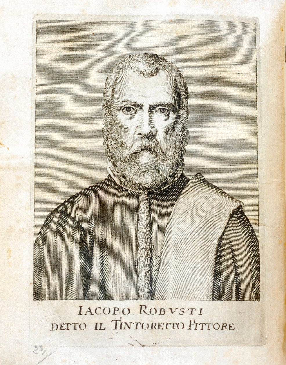 ヤコポ・ロブスティ・ディット・レ・ティントレ（ティントレット）（1518-1594）の肖像 イタリアの画家 カルロ・リドルフィの「Maraviglie dell