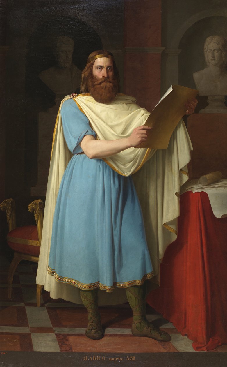 Portrait du roi wisigoth Alaric II (484-507) (Visigothic King Alarik, Alarich, and Alarico II) Peinture de Carlos Maria Esquivel y Rivas (1830-1867) 1856 パレ デ ラス コルテス、マドリッド 作： カルロス・マリア・エスキベル