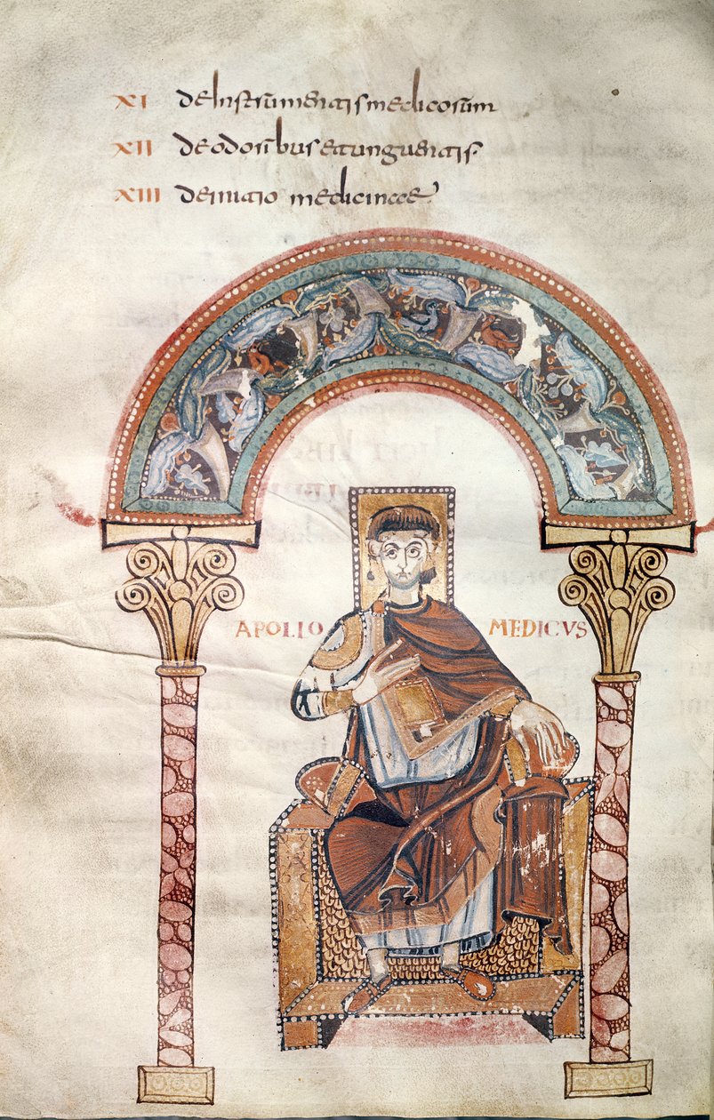 Ms CCII fol.91v Apollo Medicus、Etymologiae、イビドーセビリア作 作： カロリンギアン学校