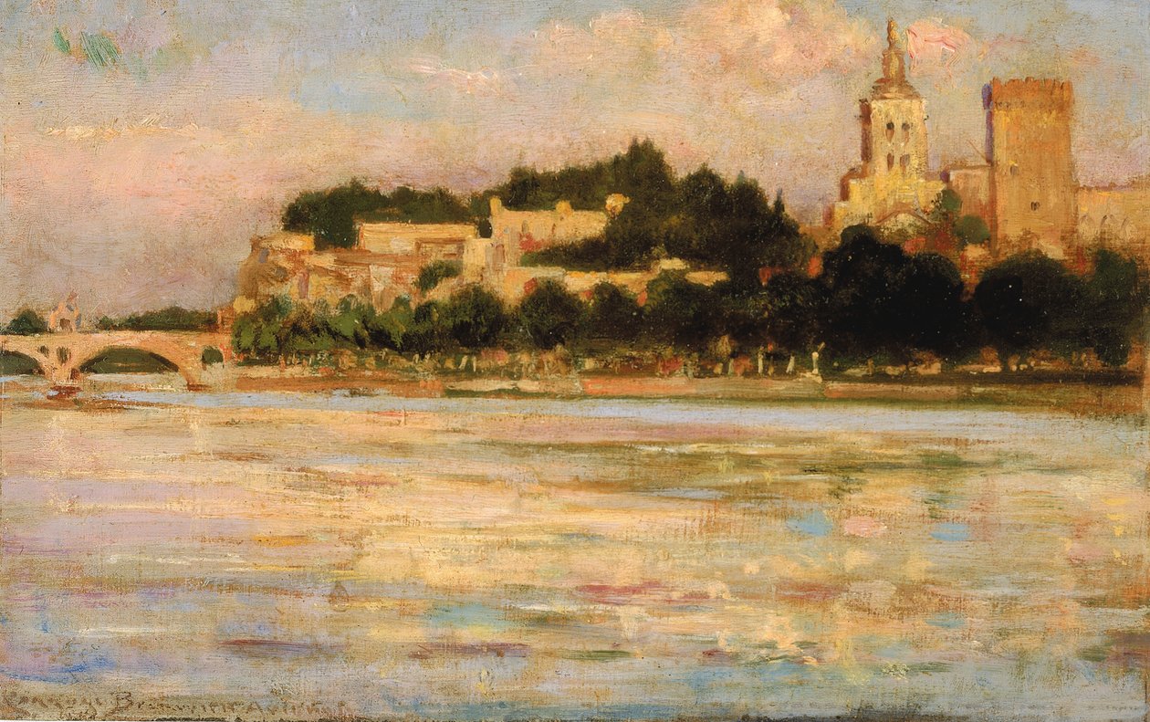 教皇の宮殿とアヴィニョン橋、1911 年。 作： キャロルベックウィズ