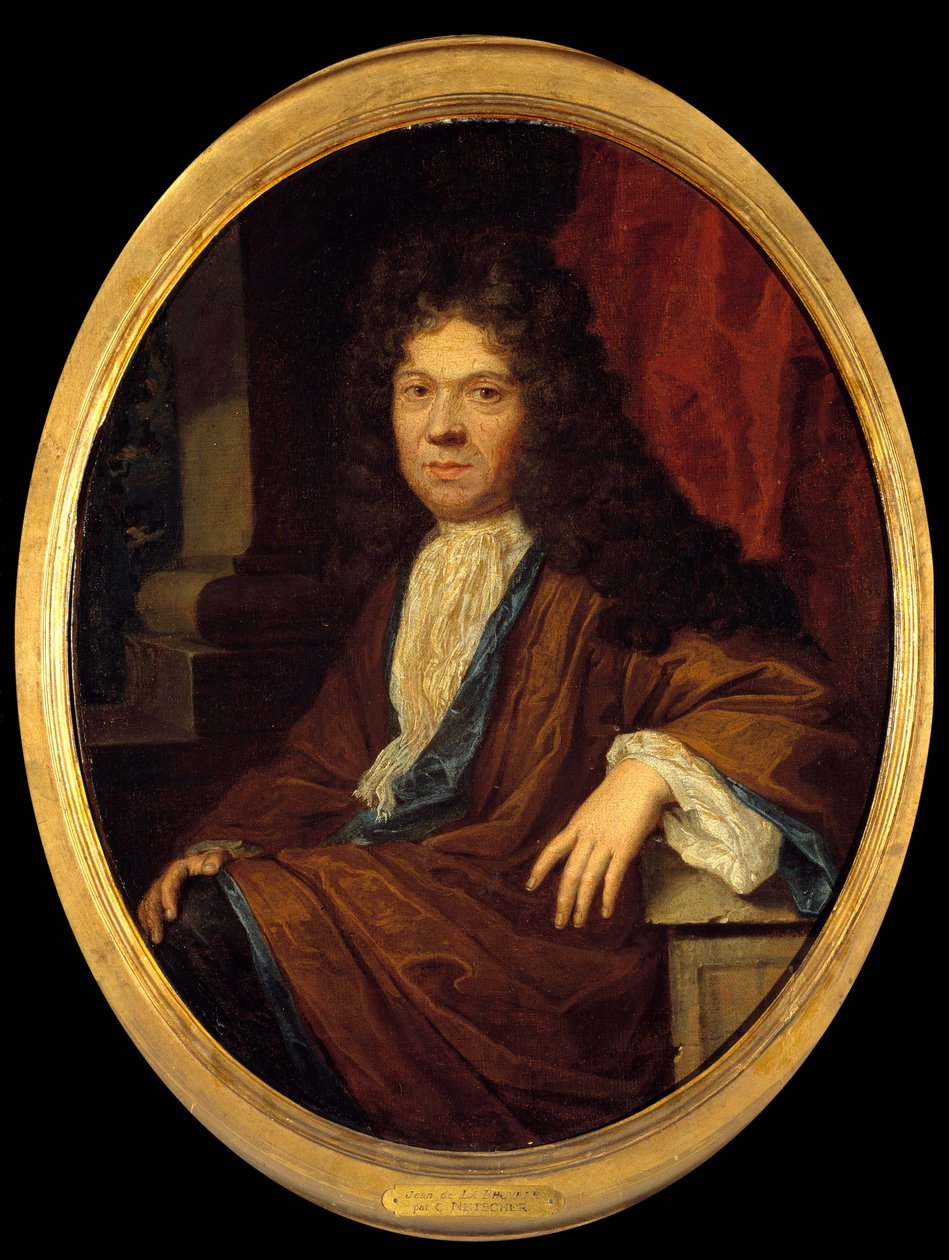 Jean de la Bruyere (1645-1696) の肖像 フランスの道徳家 Caspar (Gaspar) Netscher (1639-1684) の作品とされています。17世紀 日0.44x0.36 m - フランスの道徳家ジャン・ド・ラ・ブリュイエール（1645-1696年）の肖像。ガスパール（キャスパー）・ネッチェルの作とされる絵画 作： Caspar（attr。To）Netscher