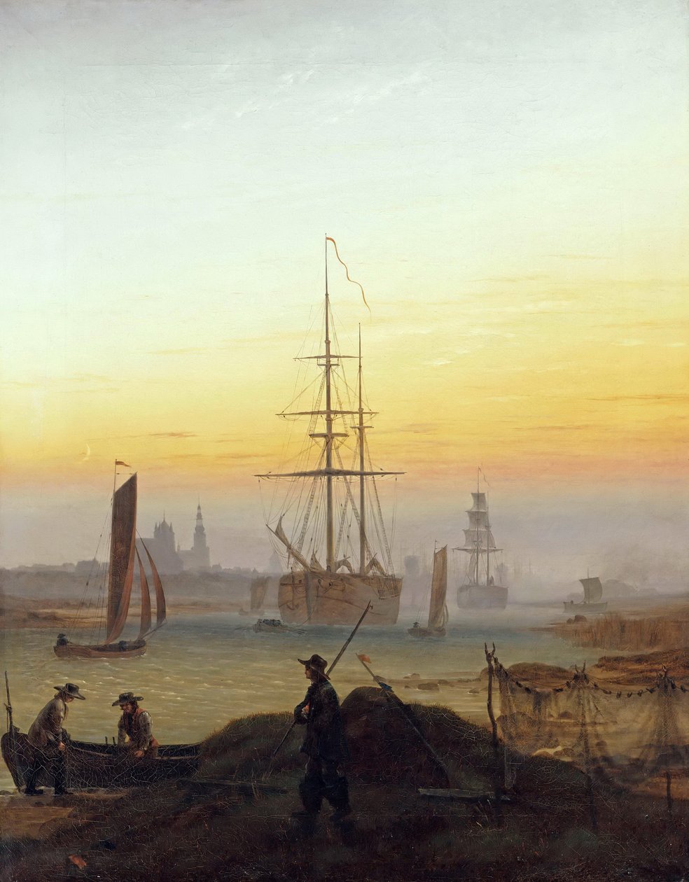 ドイツ語：Der Greifswalder Hafen グライフスヴァルト港 作： カスパー・デイビッド・フリードリッヒ