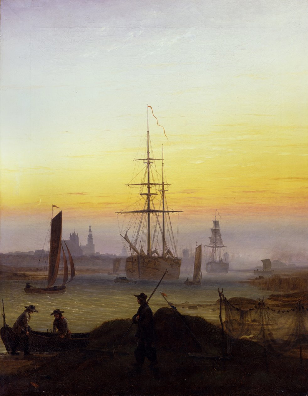 ドイツ語：Der Greifswalder Hafen グライフスヴァルト港 作： カスパー・デイビッド・フリードリッヒ