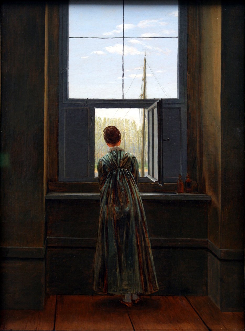 ドイツ語：Frau am Fenster 窓辺の女 作： カスパー・デイビッド・フリードリッヒ