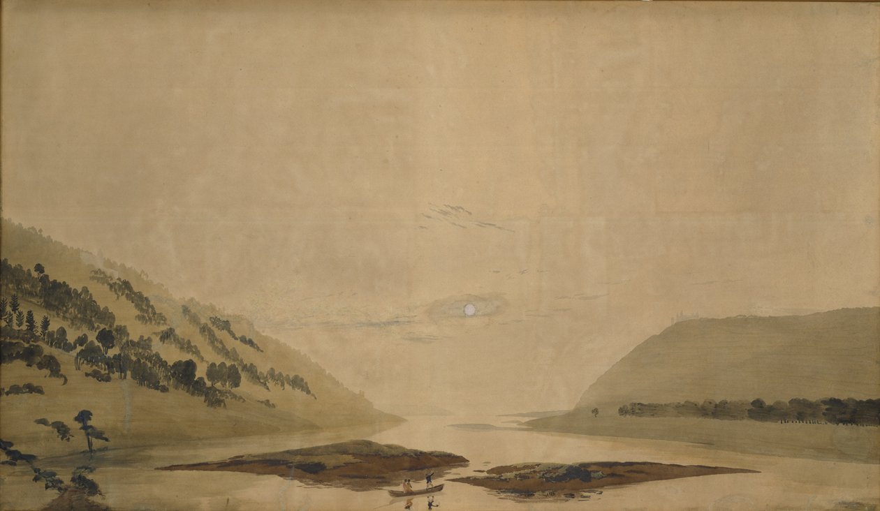 朝の川のある山岳風景、183035（透明な紙にトイレと気温）（265365とペア） 作： カスパー・デイビッド・フリードリッヒ