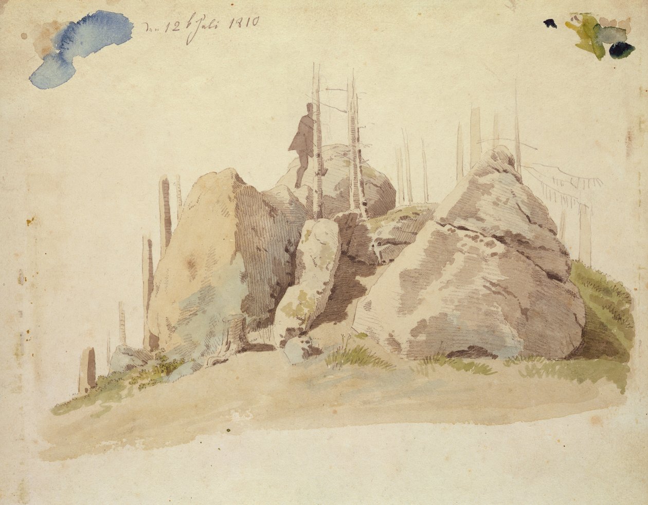Rock and Tree：未完成の研究、1810年7月12日（トイレと紙に鉛筆） 作： カスパー・デイビッド・フリードリッヒ