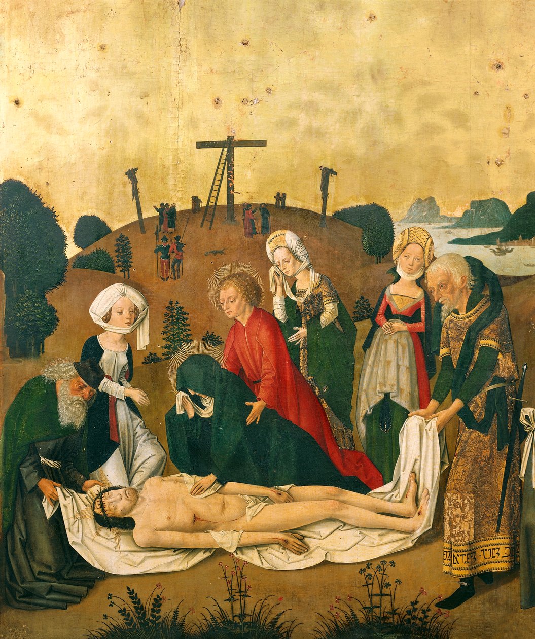 キリストの沈着、コルマールの聖マルティン教会の祭壇画の詳細、1462