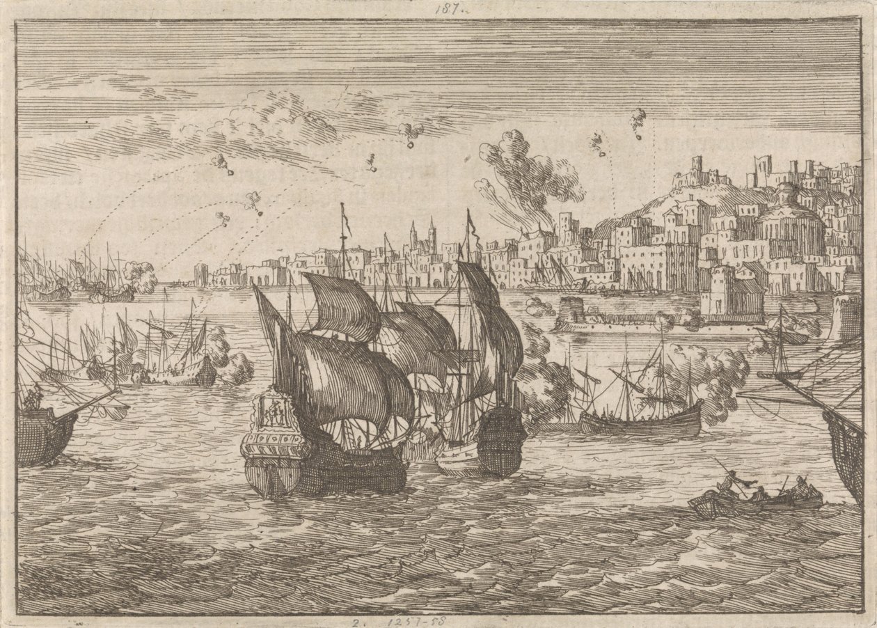 フランス艦隊によって砲撃されたジェノヴァ、1684年 作： キャスパー・ルイケン