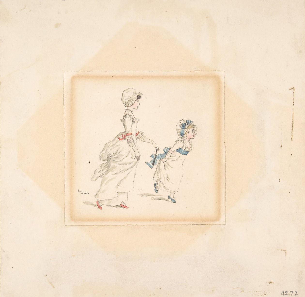 女性と子供、1883年。 作： キャサリン・グリーナウェイ