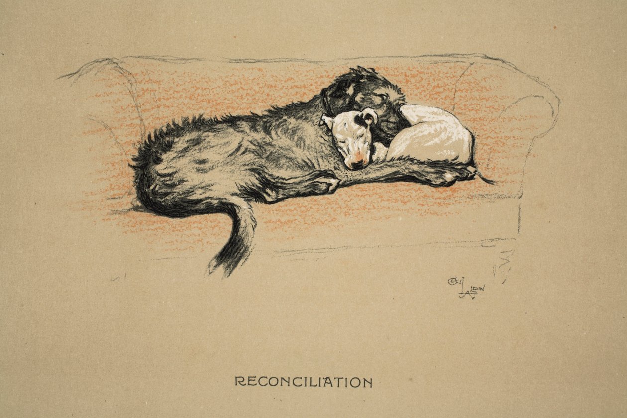 和解、1930年、「眠るパートナー」の第1版、アルディン、セシルチャールズウィンザー（1870-1935）、エアおよびSpottiswoode Limited、チョークおよびチャコールが紙に発行 作： セシル・チャールズ・ウィンザー・アルディン