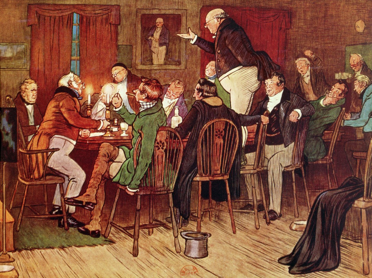 「The Eloquent Mr Pickwick」、チャールズディケンズの「Pickwick Papers」（1812-70）のイラスト 作： セシル・チャールズ・ウィンザー・アルディン