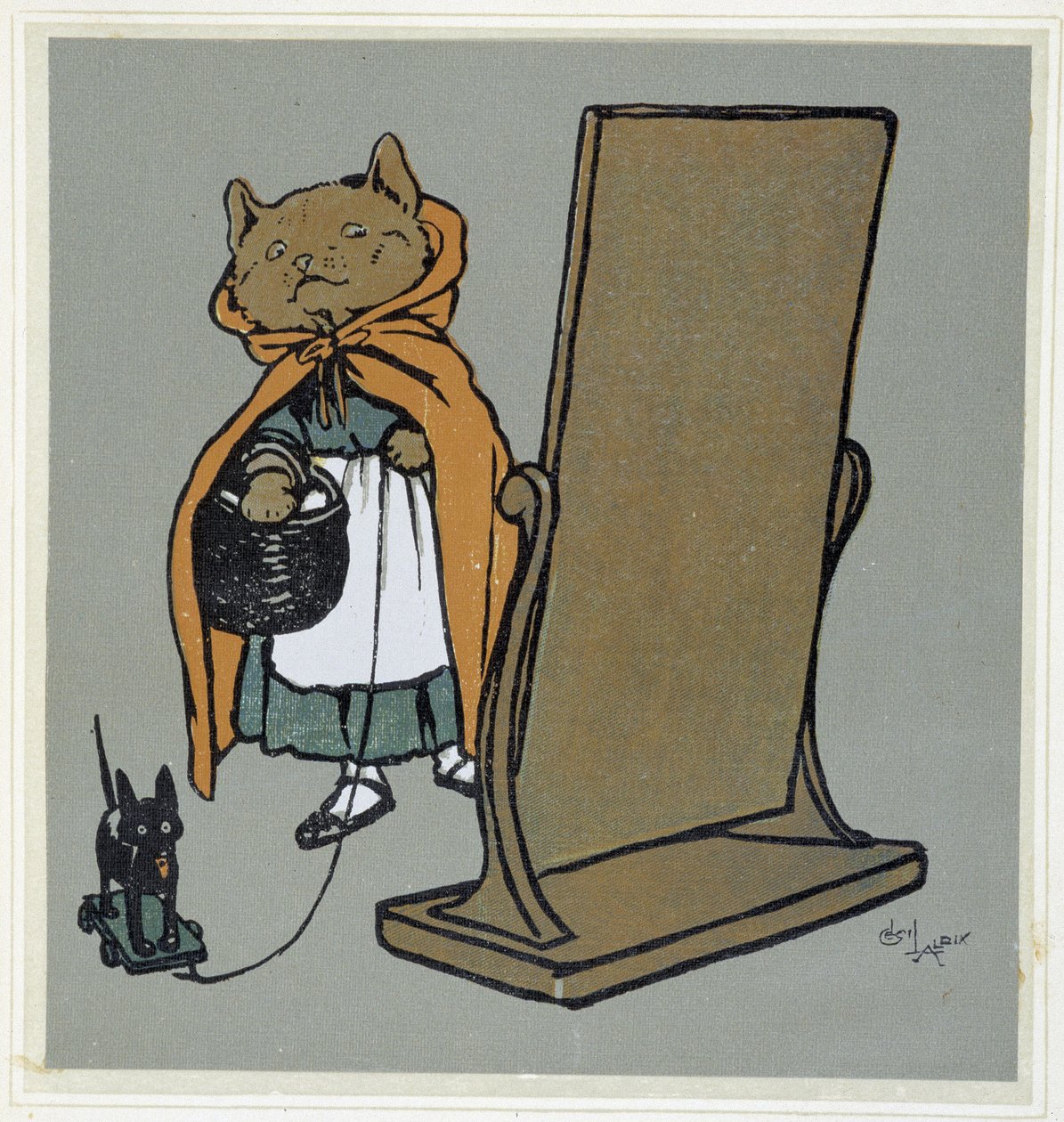 鏡の前の猫 - Cécil Aldinのドローイング。 作： セシル・チャールズ・ウィンザー・アルディン