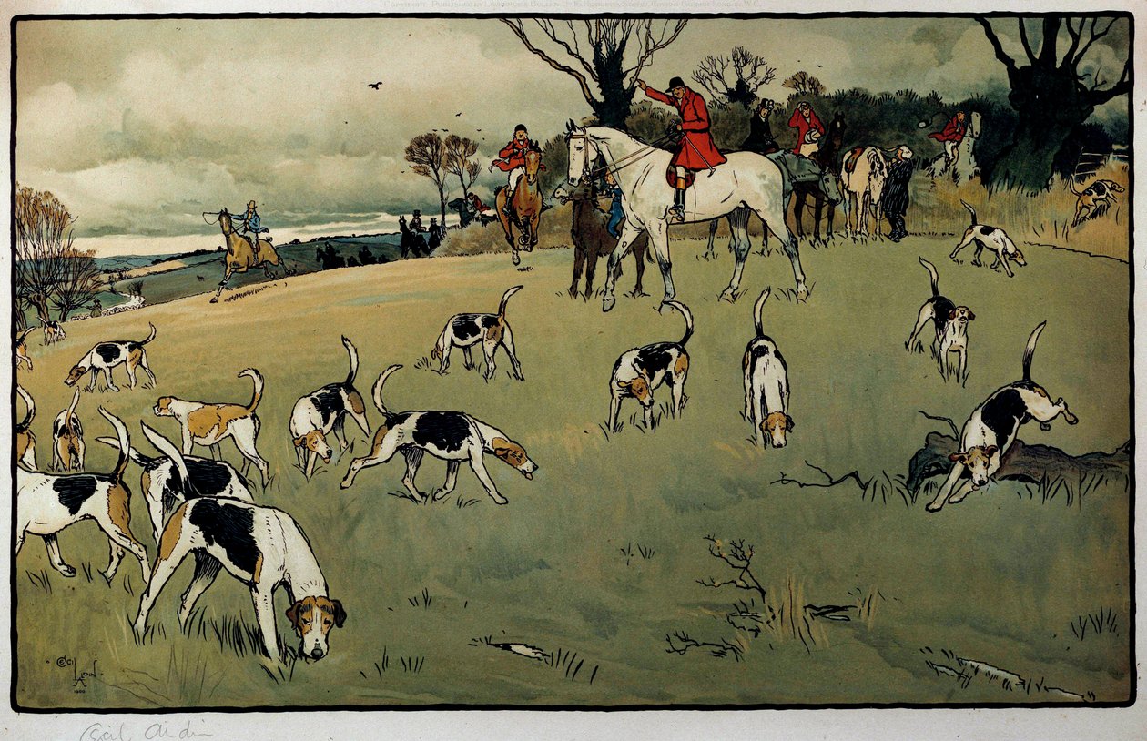 狩猟の情景、トレイル 水彩画 セシル・アルディン（1870-1935） 19世紀 個人蔵 作： セシル・チャールズ・ウィンザー・アルディン