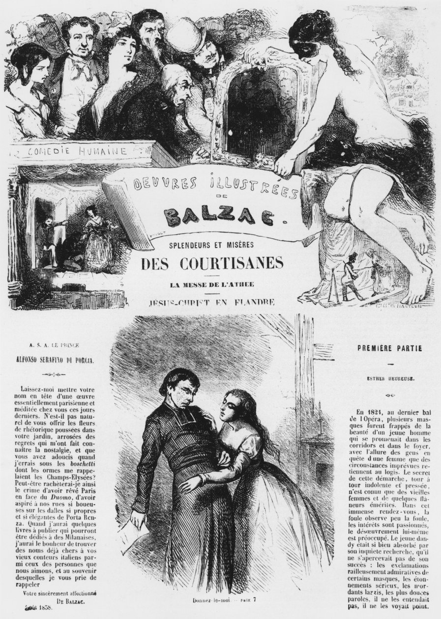 1867年に発表されたHonore de Balzacによる「Splendeurs et Miseres des Courtisanes」のイラスト 作： セレスティン・フランソワ・ナントゥイユ