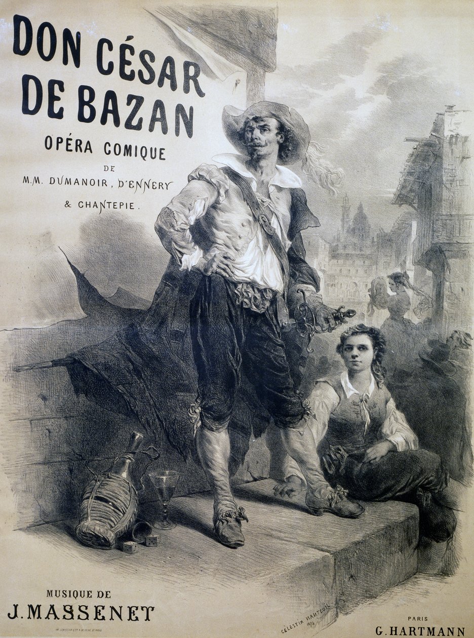 Plakat für Don Cesar de Bazan, komische Oper, Libretto von Philippe-Francois Dumanoir, Adolphe-Philippe D