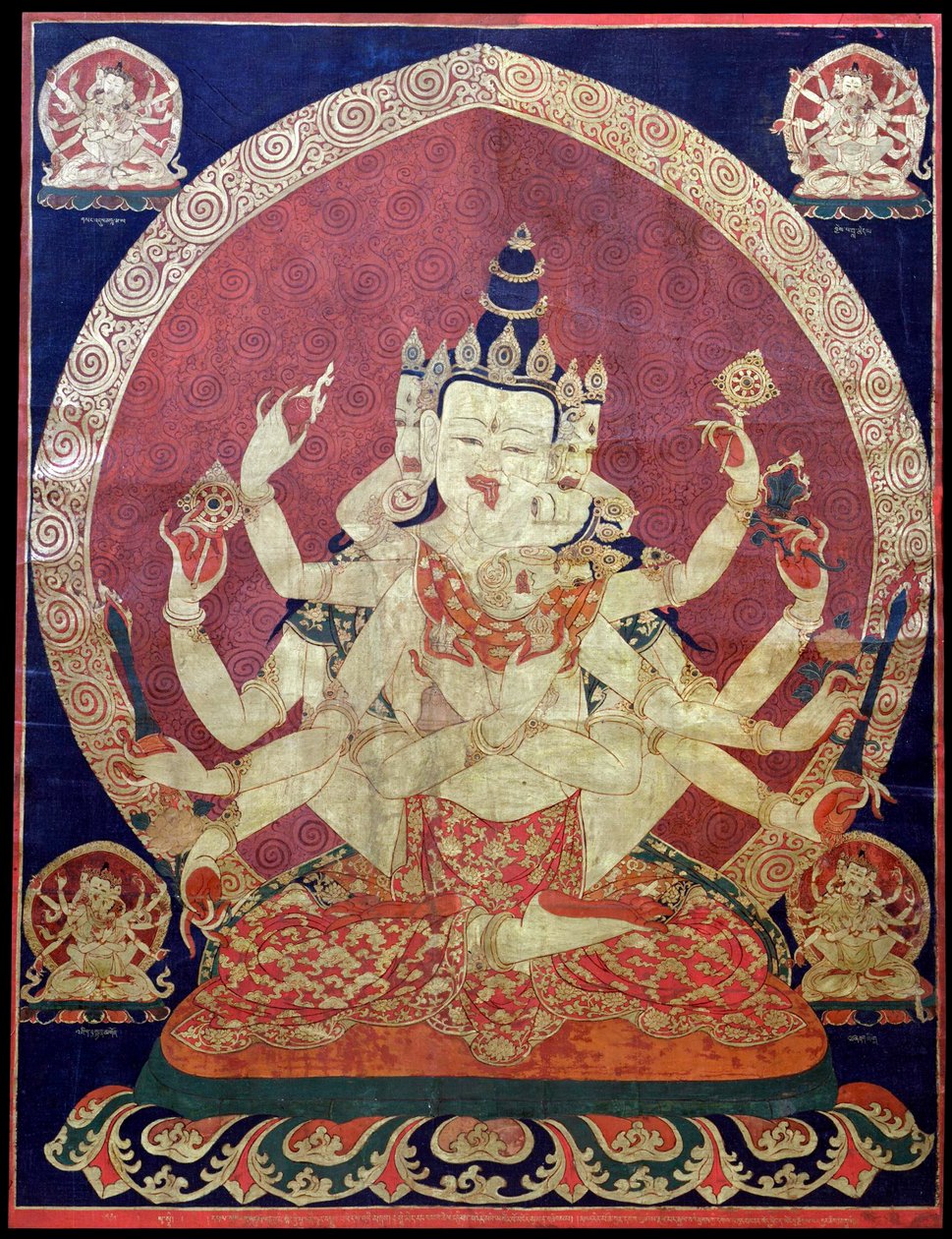 Guhyasamaja Akshobhyavajra 田中、17 世紀。 作： 中央アジアの芸術。