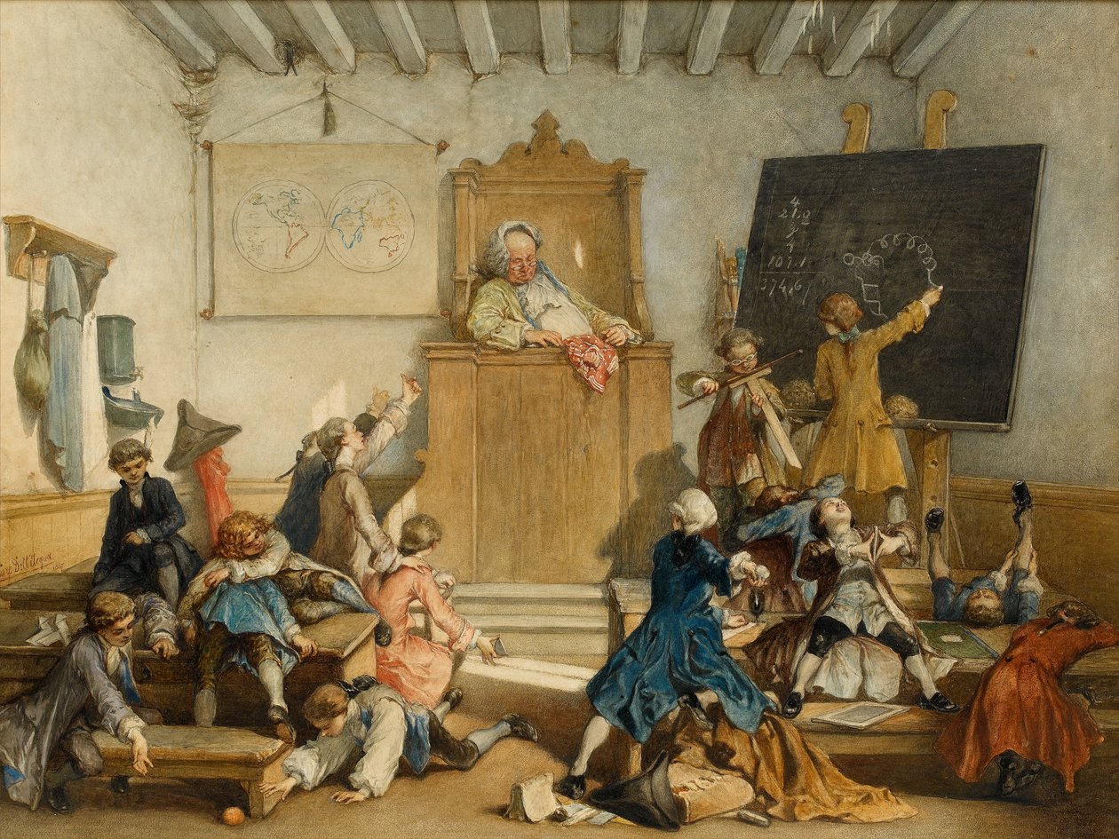 特権のための教育、廷臣の子供のための学校、ウィーン、1867（紙にトイレ） 作： チェザーレ・フェリックス・デル・アクア