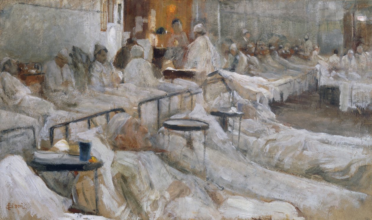 病棟、Cesare Ciani (1854-1925)、イタリアの絵画 作： チェザーレ・チャニ