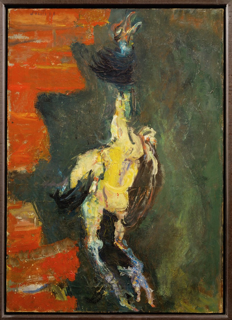 レンガの壁の前に吊るされた鶏、1924年頃（キャンバスに描かれた絵） 作： Chaim Soutine