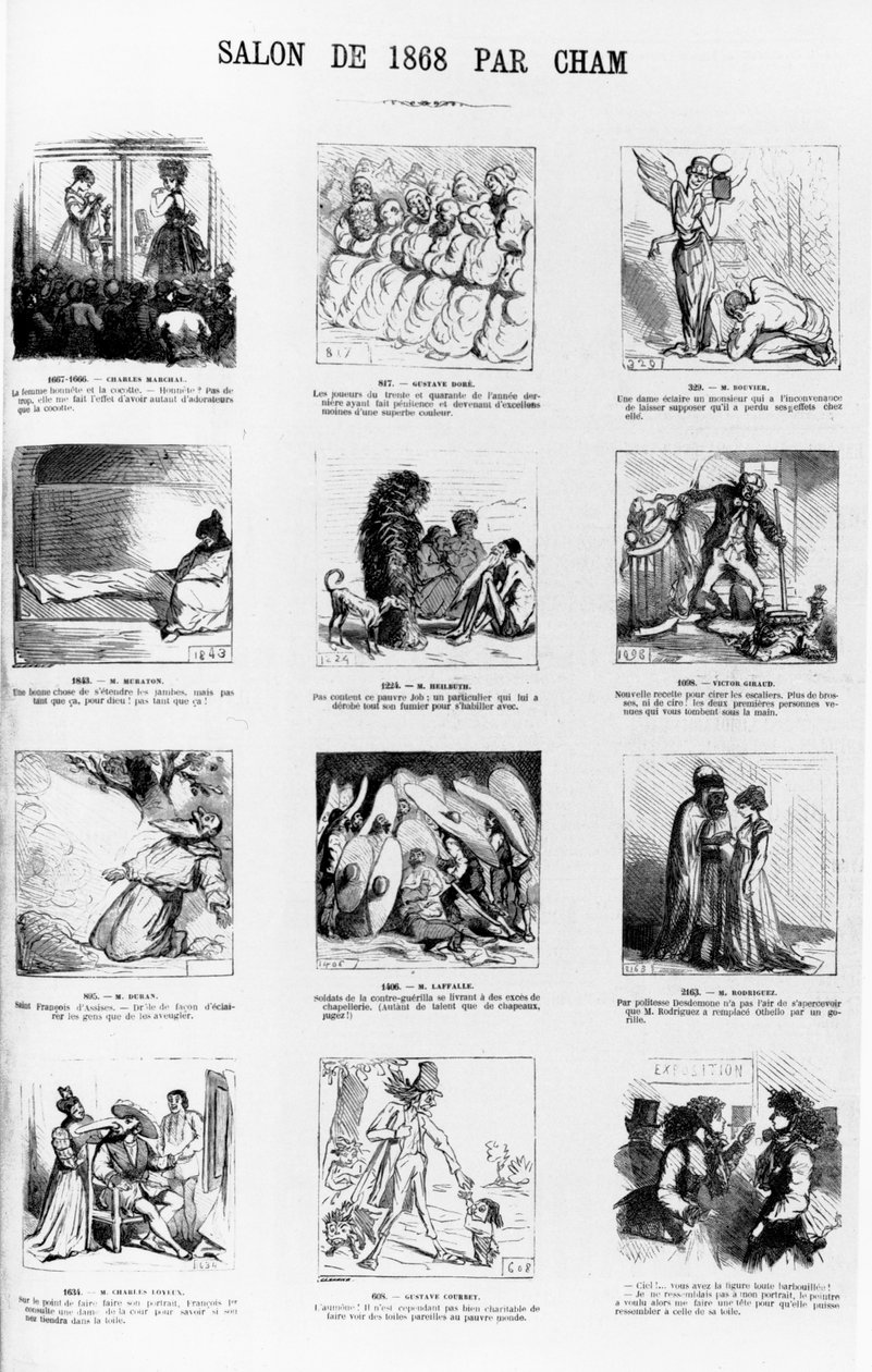 1868年5月31日の雑誌「Le Charivari」からの1868年のパリサロンの風刺画 作： チャム