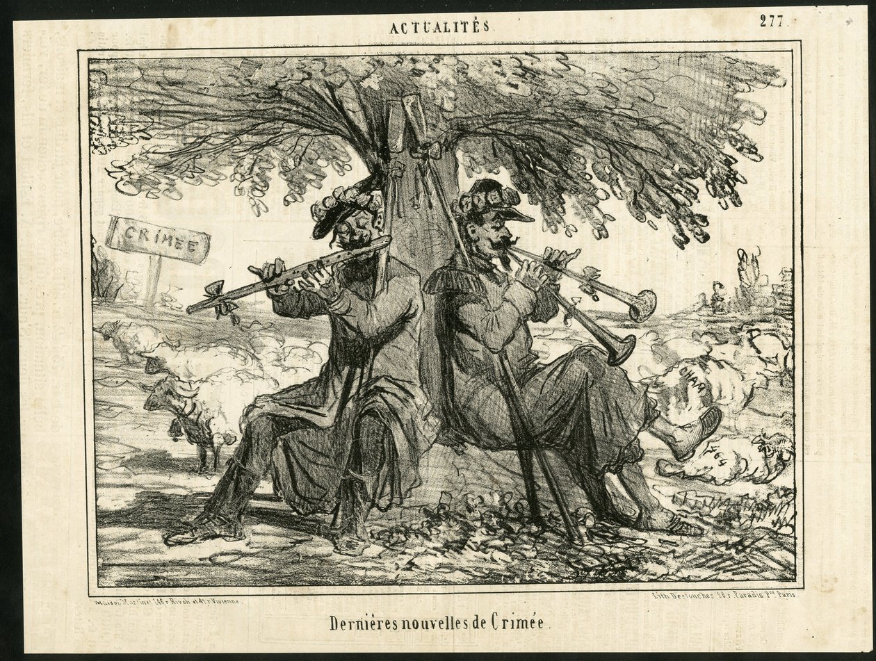 チャリバリ紙に掲載されたチャム（1819-1879）のイラスト - クリミアの最新ニュース - 戦争、音楽、クリミー（クリミー・ウォー 作： アメデ・ド・ノエ（チャム）