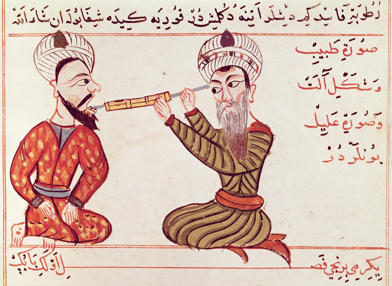Ms Sup Turc 693 fol.28v歯痛の焼灼、1466 作： キャラフエディン