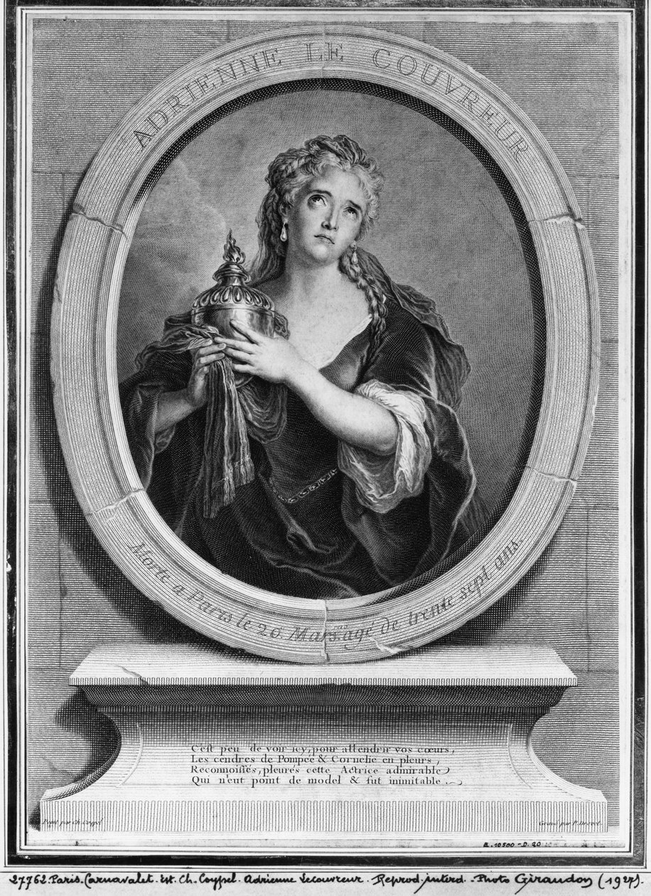 エイドリアン・ルクヴルール（1692-1730）は、ピエール・ドレヴェが彫刻 作： チャールズ・アントワーヌ・コワペル