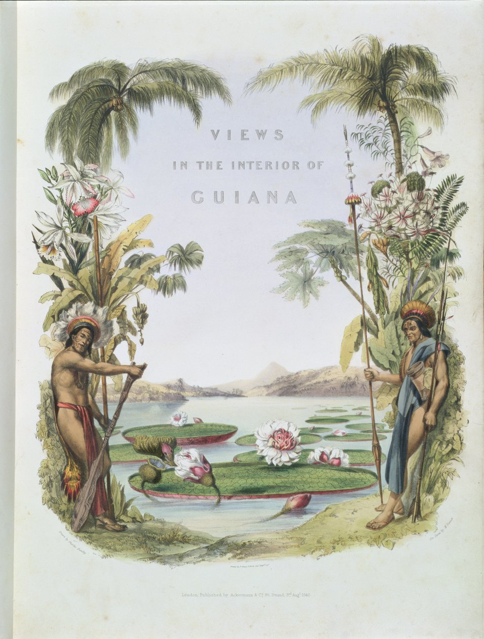 M.ガウチ（fl.1810-46）pubによって刻まれた「ギアナの内部の景色」の口絵。アッカーマン、1840 作： チャールズ・ベントレー