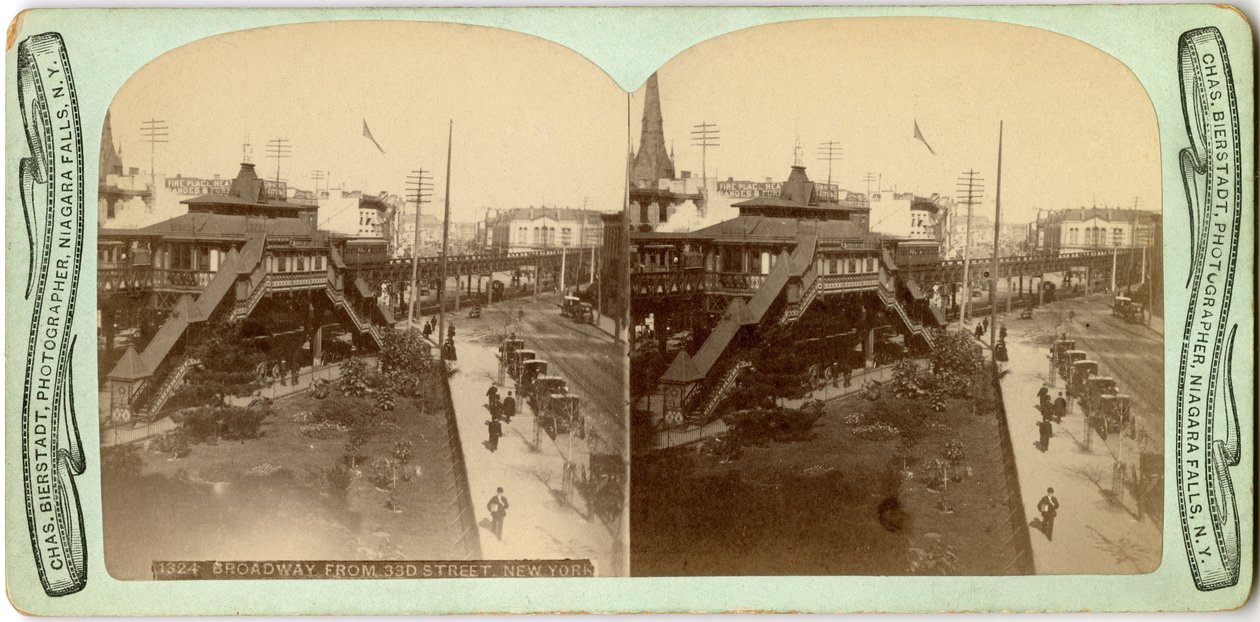 33rd Streetからのブロードウェイ、c。 1860-1880（立体写真） 作： チャールズビアシュタット